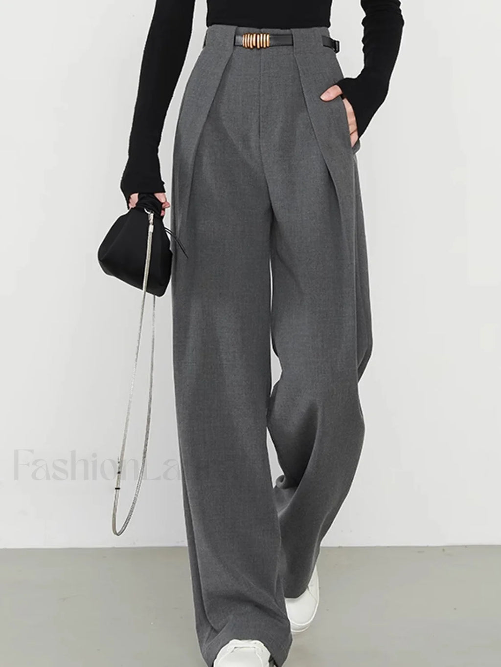 Plain Pockets Straight Pants Pants