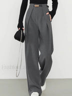 Plain Pockets Straight Pants Pants