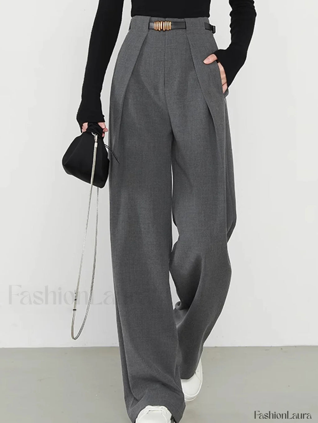Plain Pockets Straight Pants Pants
