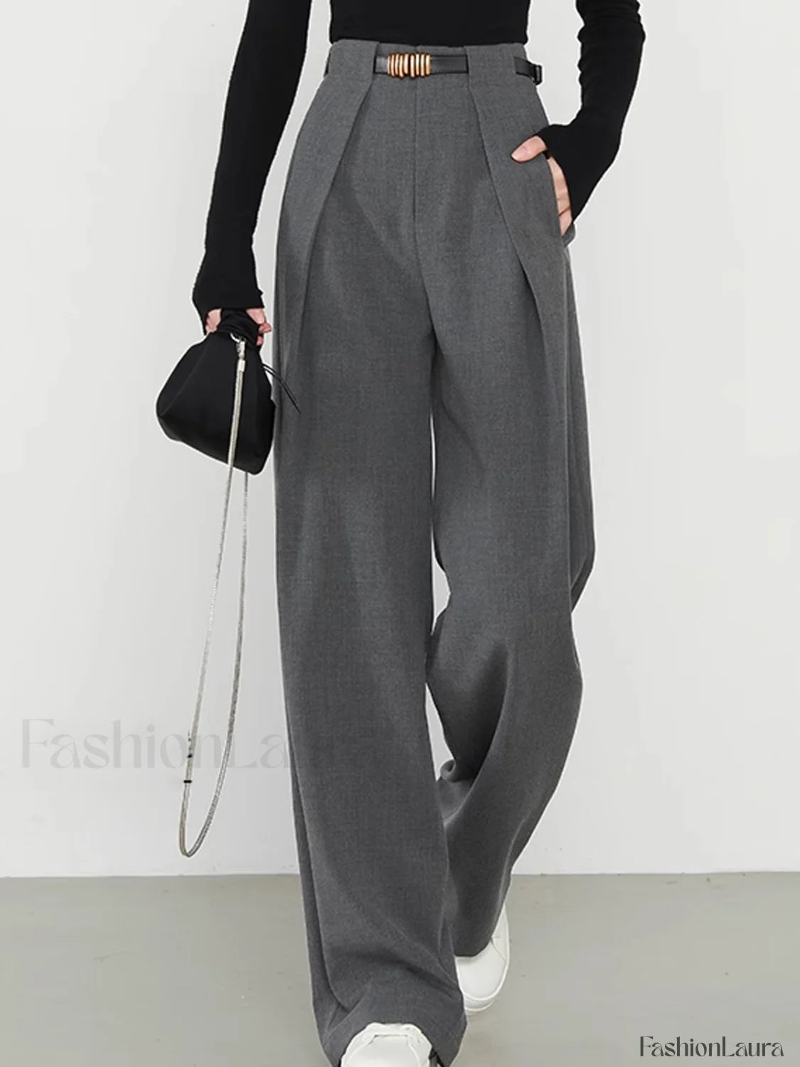 Plain Pockets Straight Pants Pants