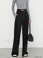 Plain Pockets Straight Pants Black / XS Pants