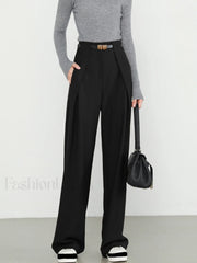 Plain Pockets Straight Pants Black / XS Pants