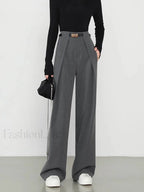 Plain Pockets Straight Pants Grey / XS Pants