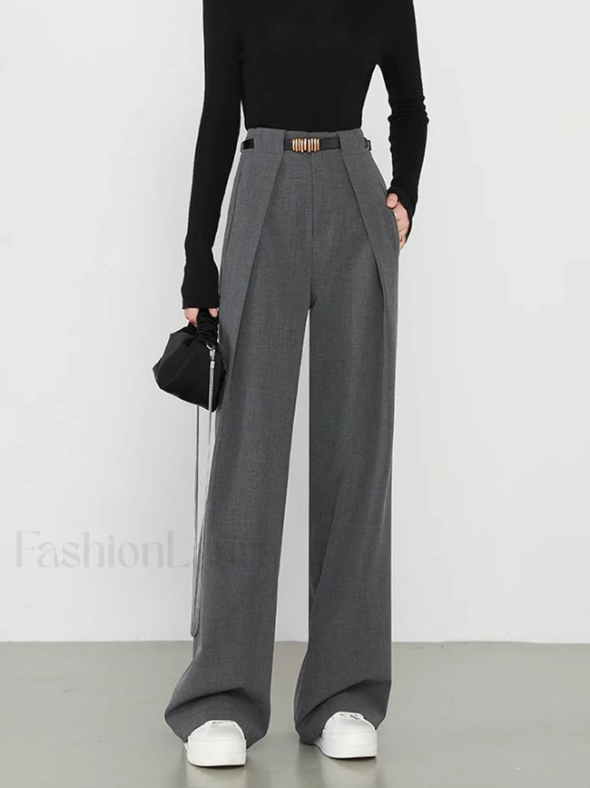 Plain Pockets Straight Pants Grey / XS Pants Main image