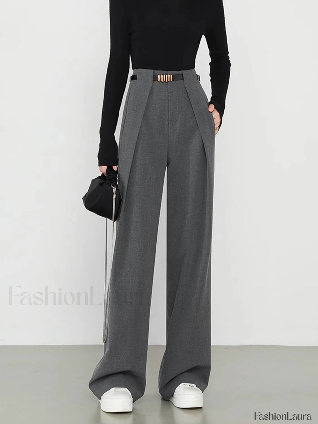 Plain Pockets Straight Pants Grey / XS Pants