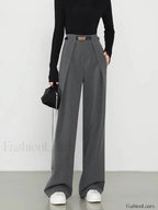 Plain Pockets Straight Pants Grey / XS Pants