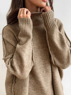 Plain Turtleneck Knit Pants Set Pant Sets