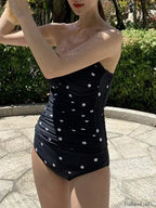 Pleated Backless One Piece color3 / M