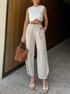 Pleated Cropped Pants Pants