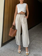Pleated Cropped Pants Pants