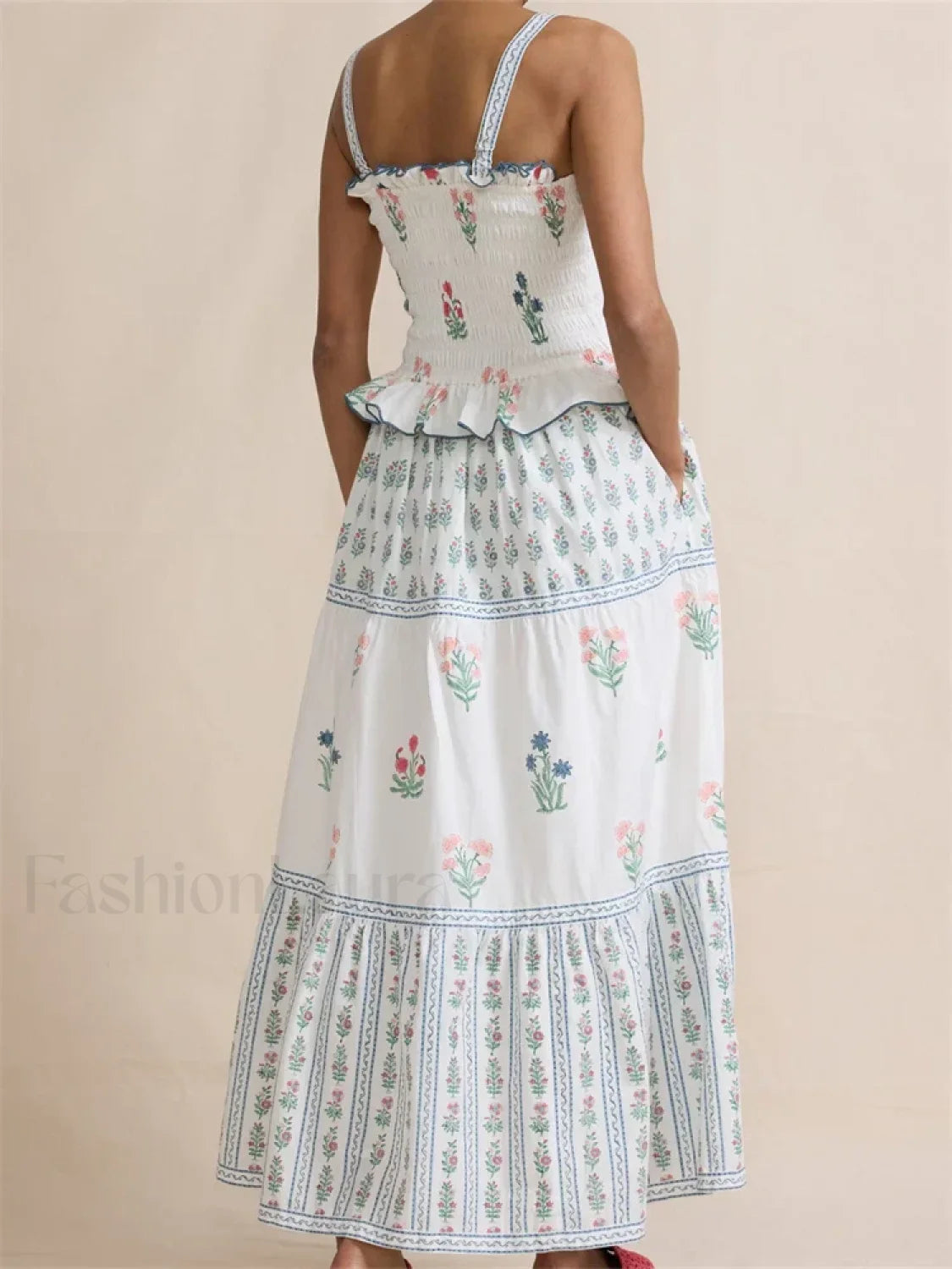 Pleated Floral Ruffle Strap Maxi Dress Secondary image