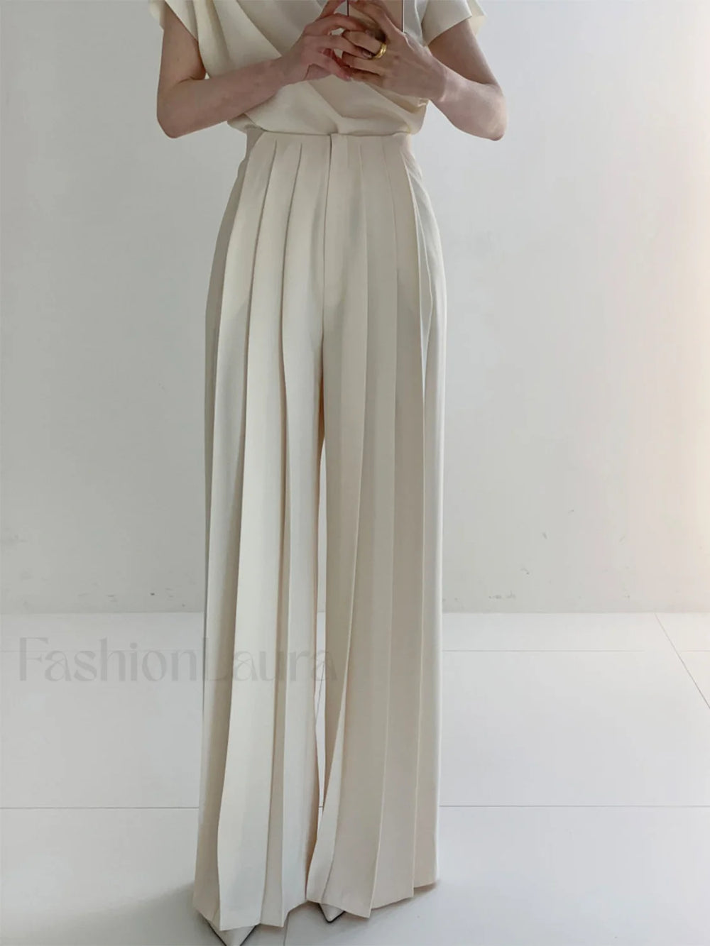Pleated High Waist Wide Leg Pants Pants