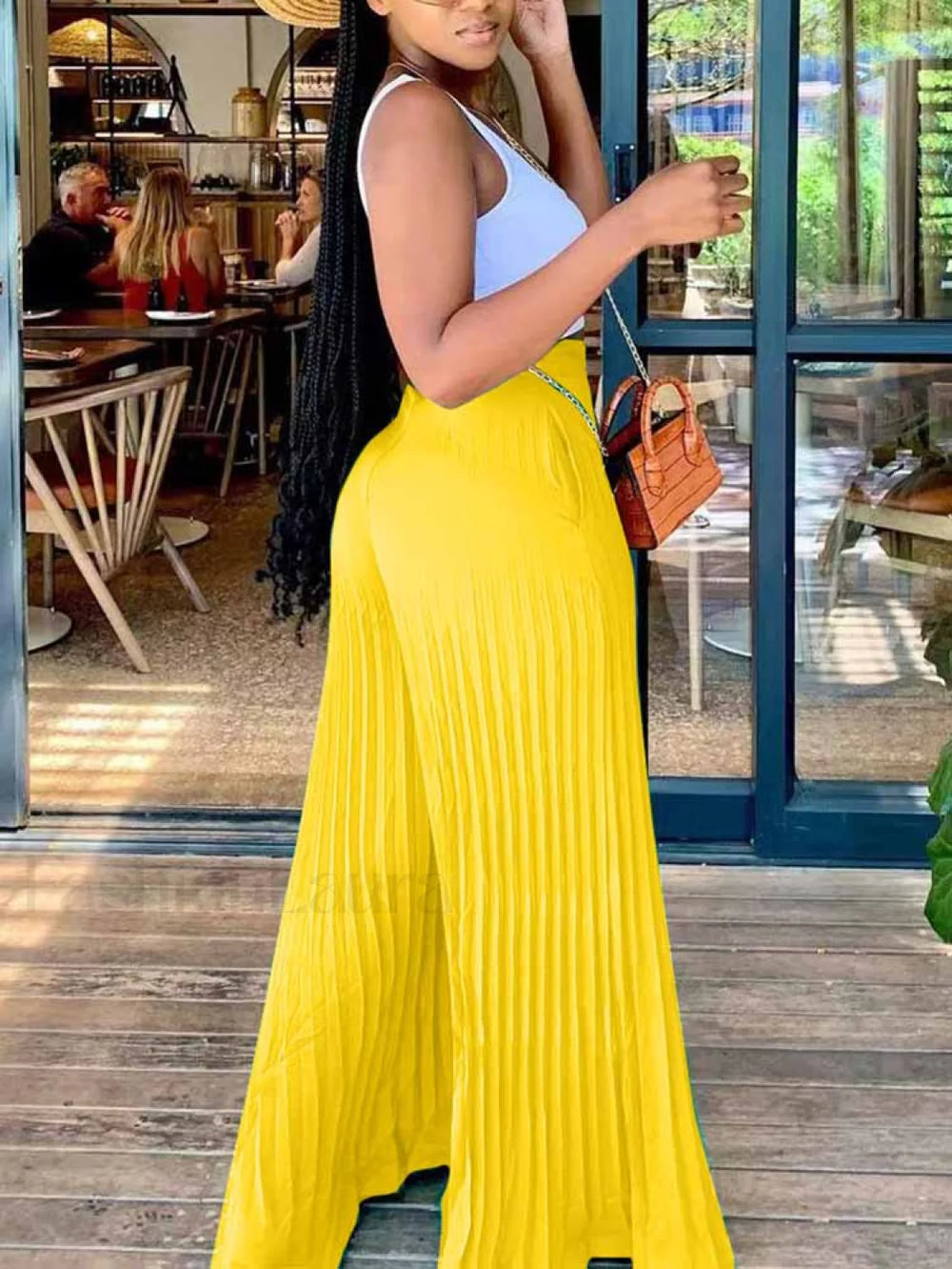 Pleated High Waist Wide Leg Pants Pants