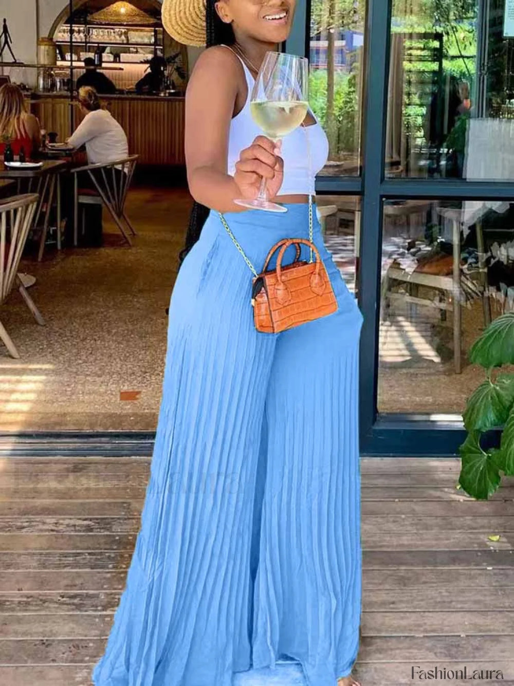 Pleated High Waist Wide Leg Pants Pants