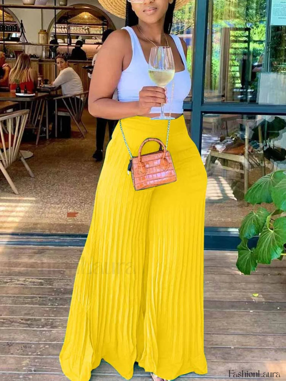 Pleated High Waist Wide Leg Pants Pants