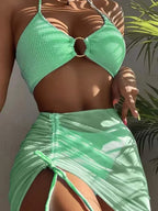 Pleated Hollow Out Three Piece Set GREEN 1 / S