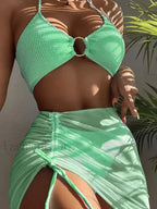 Pleated Hollow Out Three Piece Set GREEN 1 / S