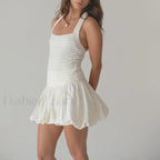 Pleated Lantern Ruffle Hem Skirt