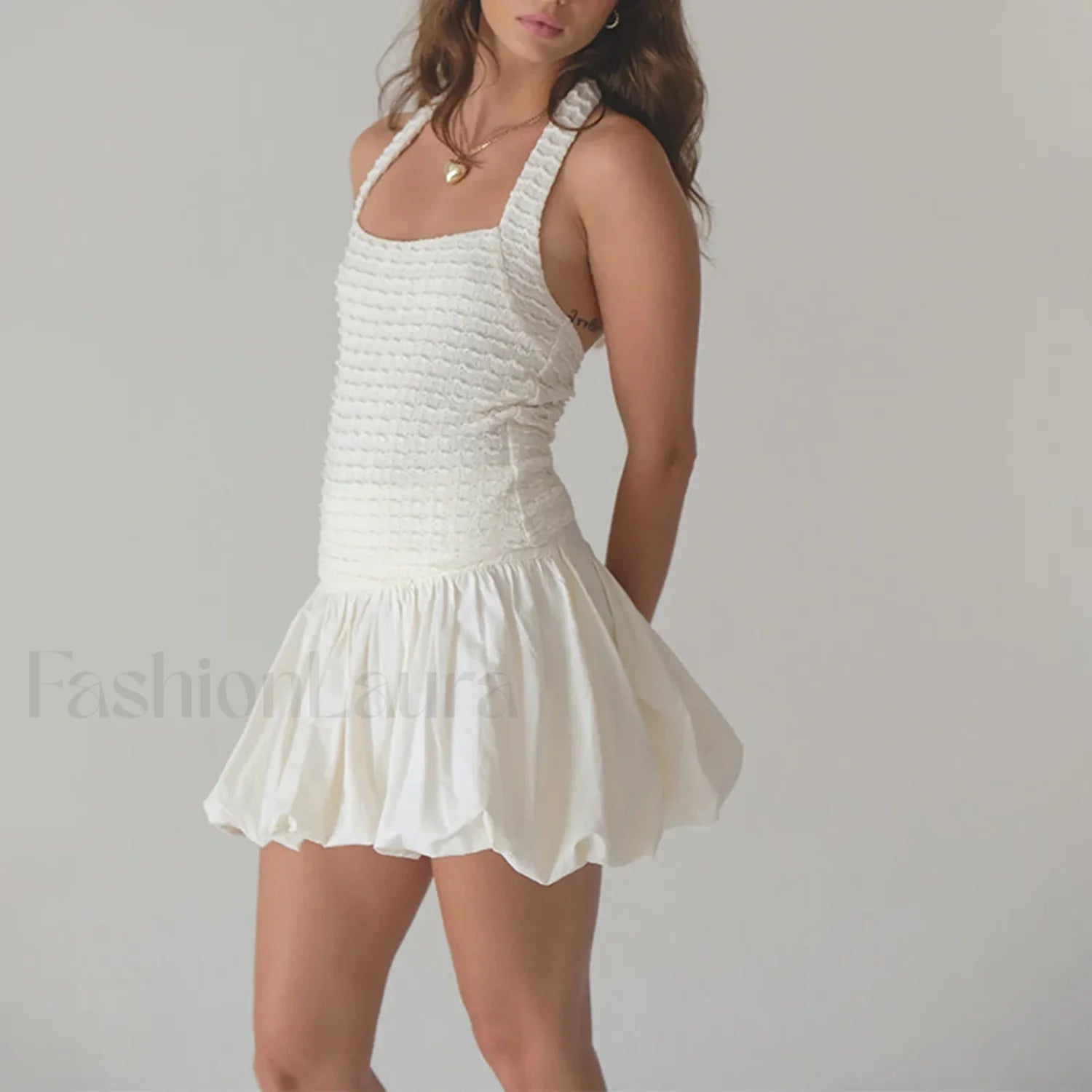 Pleated Lantern Ruffle Hem Skirt