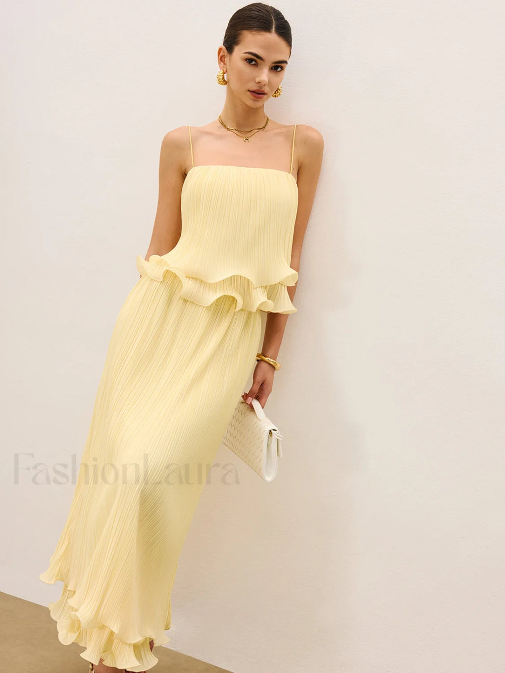 Pleated Layered Ruffle Skirt Set Skirt Sets