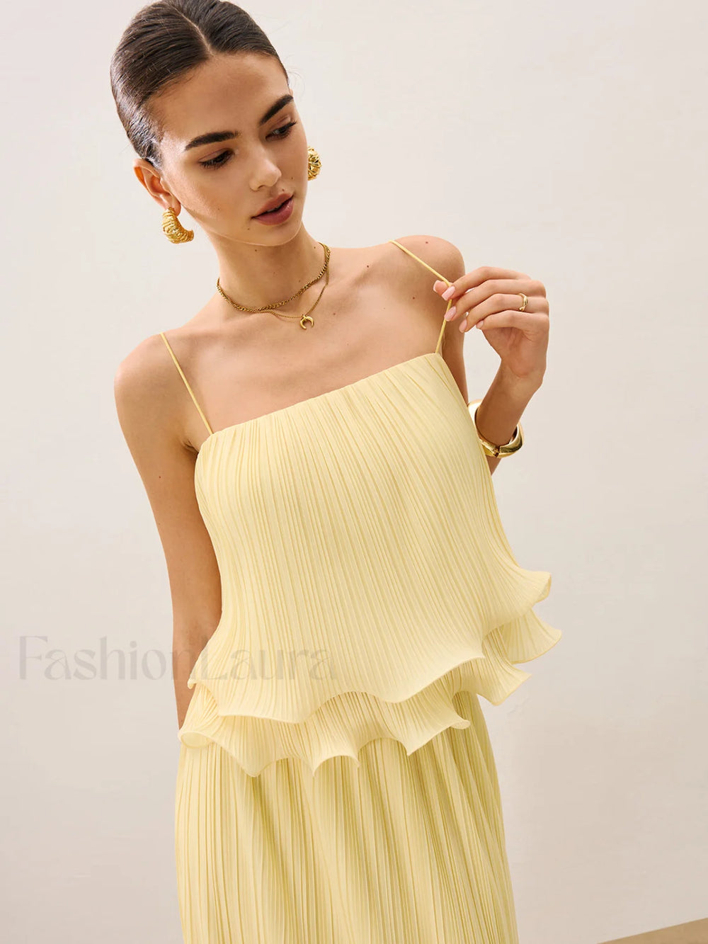 Pleated Layered Ruffle Skirt Set Skirt Sets