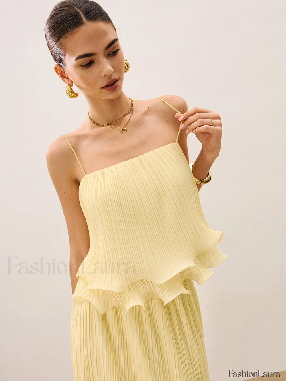 Pleated Layered Ruffle Skirt Set Skirt Sets