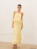 Pleated Layered Ruffle Skirt Set Skirt Sets