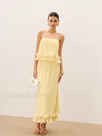 Pleated Layered Ruffle Skirt Set Skirt Sets