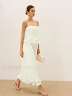 Pleated Layered Ruffle Skirt Set White / XS Skirt Sets