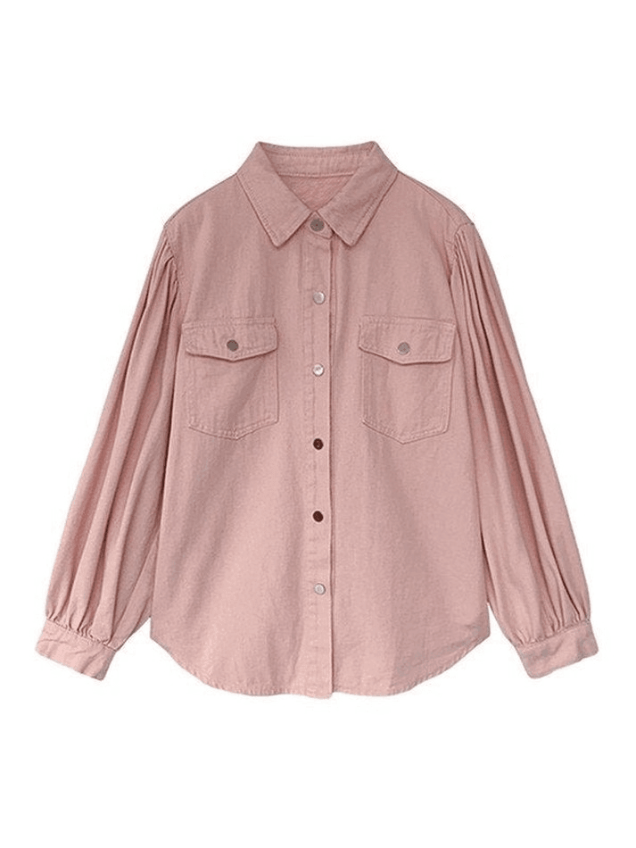 Pleated Long Sleeve Blouse Shirts
