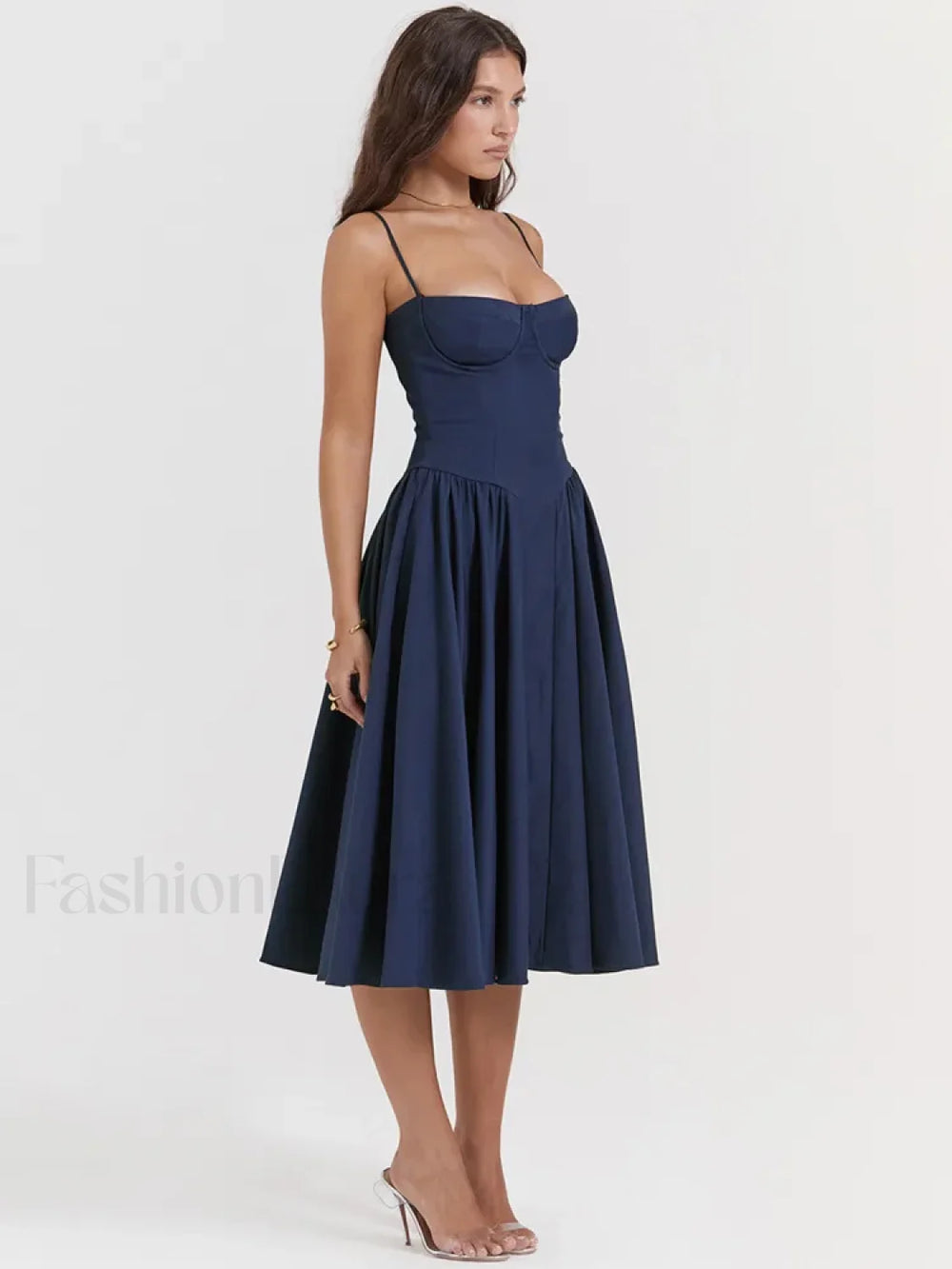 Pleated Spaghetti Strap Midi Dress