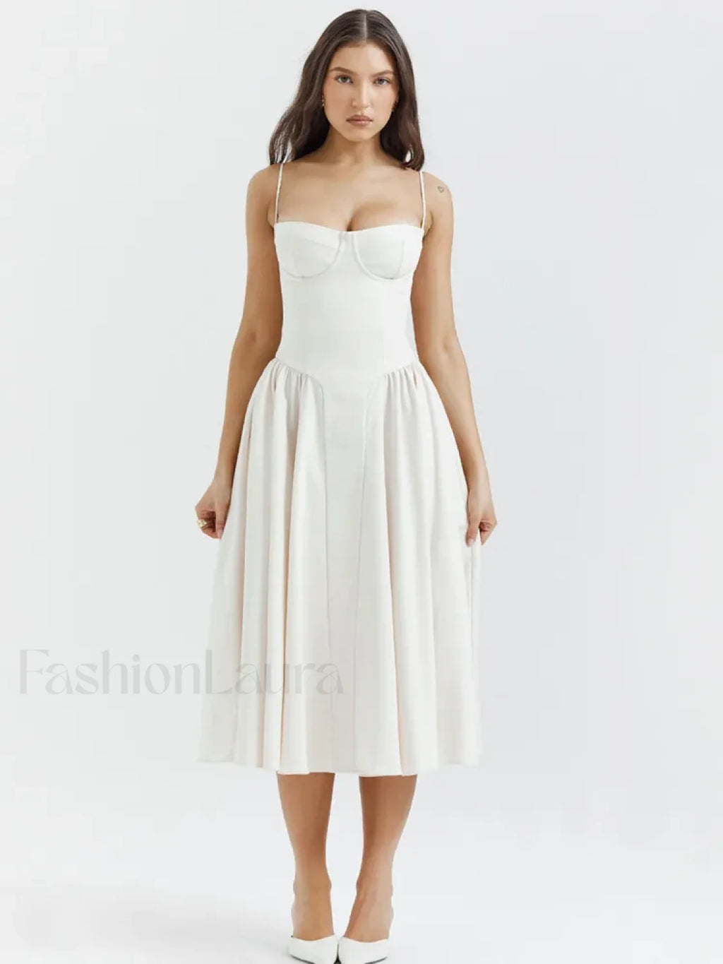 Pleated Spaghetti Strap Midi Dress