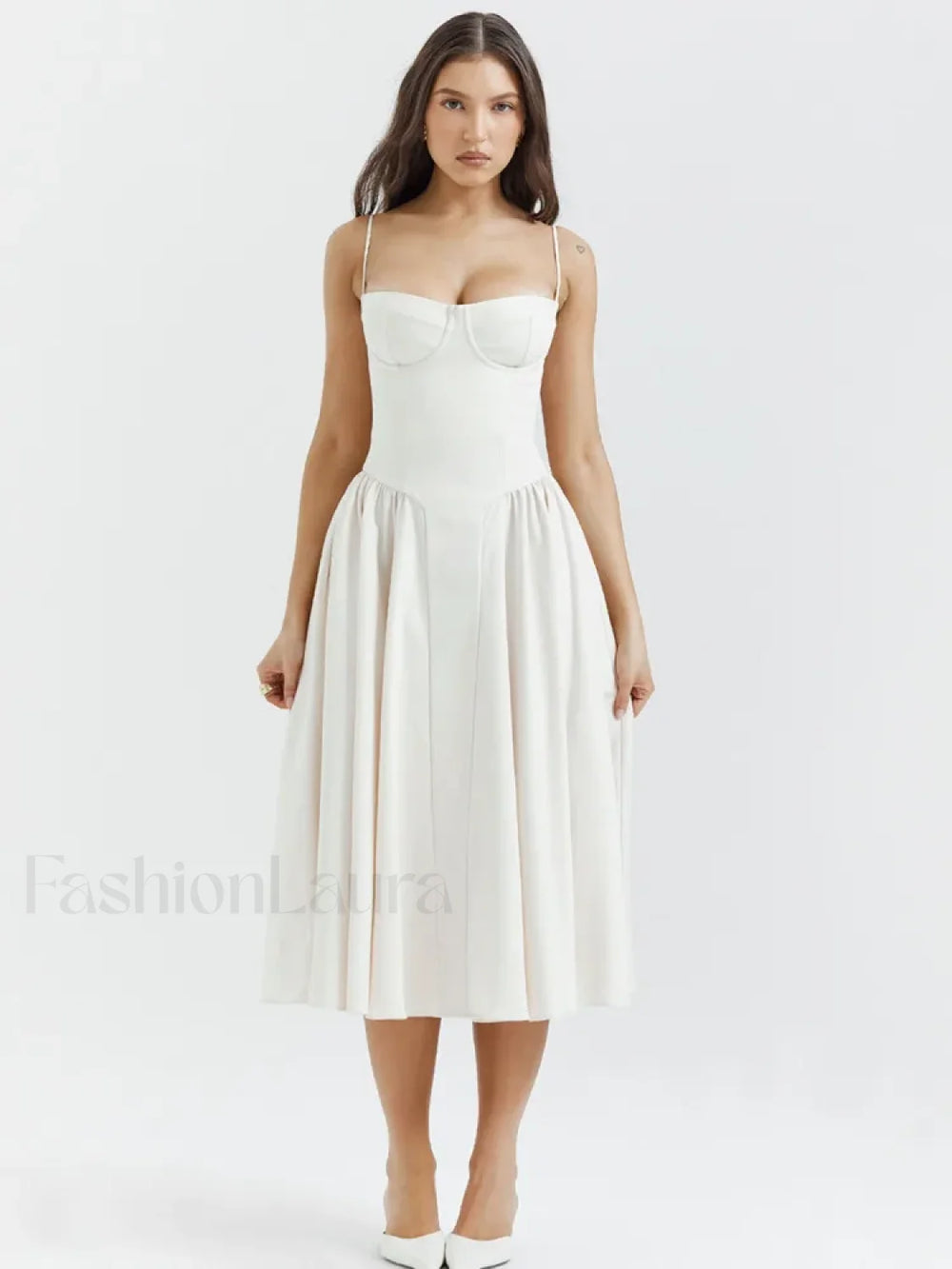 Pleated Spaghetti Strap Midi Dress