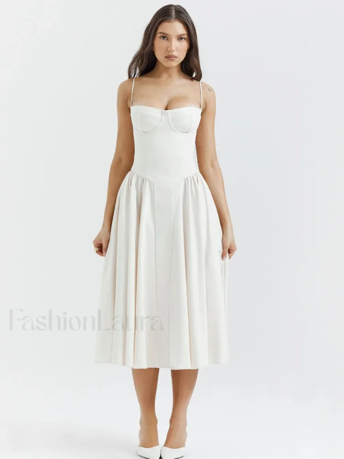 Pleated Spaghetti Strap Midi Dress
