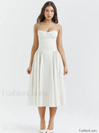 Pleated Spaghetti Strap Midi Dress