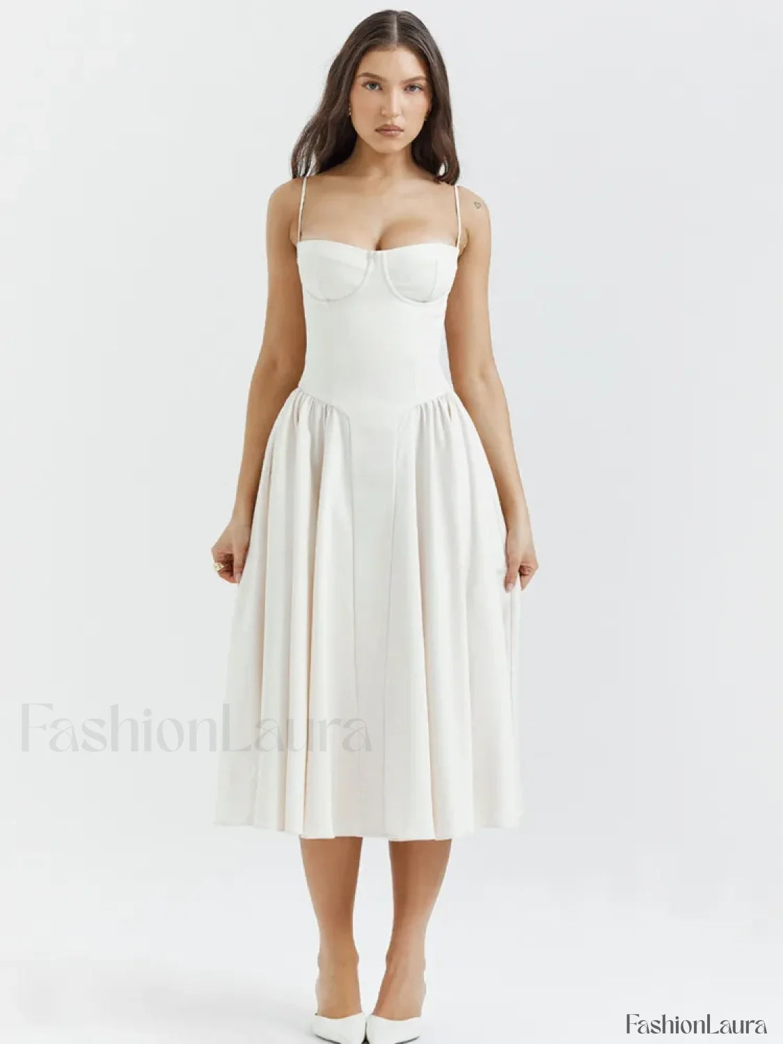 Pleated Spaghetti Strap Midi Dress