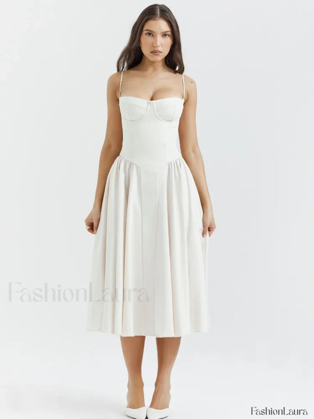 Pleated Spaghetti Strap Midi Dress