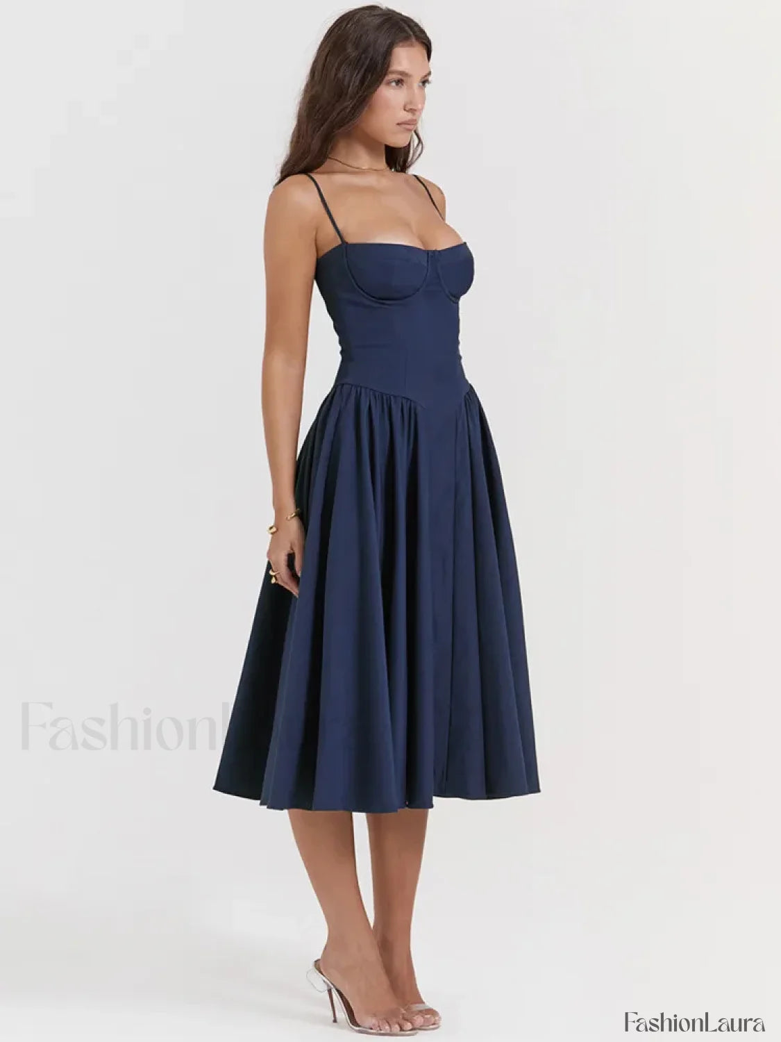 Pleated Spaghetti Strap Midi Dress