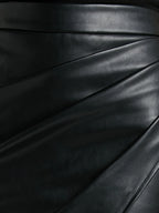 Pleated Split PU Leather Skirt Skirts