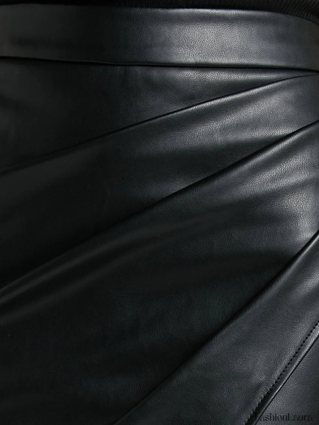 Pleated Split PU Leather Skirt Skirts