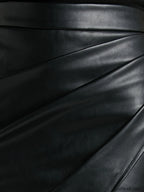 Pleated Split PU Leather Skirt Skirts