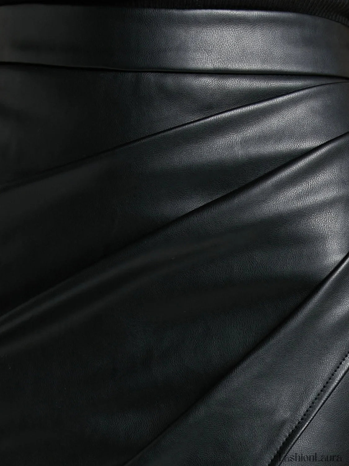 Pleated Split PU Leather Skirt Skirts