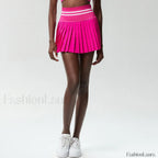 Pleated Tennis High Waist Sport Skirt Red / S