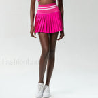 Pleated Tennis High Waist Sport Skirt Red / S