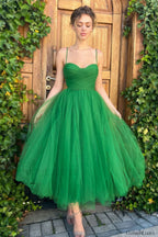 Pleats Spaghetti Stylish Straps Midi Dress S / Green