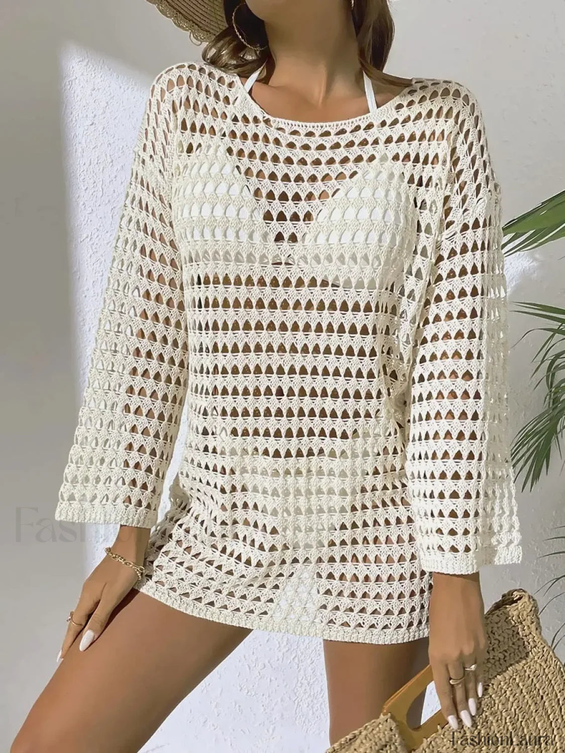 Plus Size Sun Protection Cover Up Apricot / S