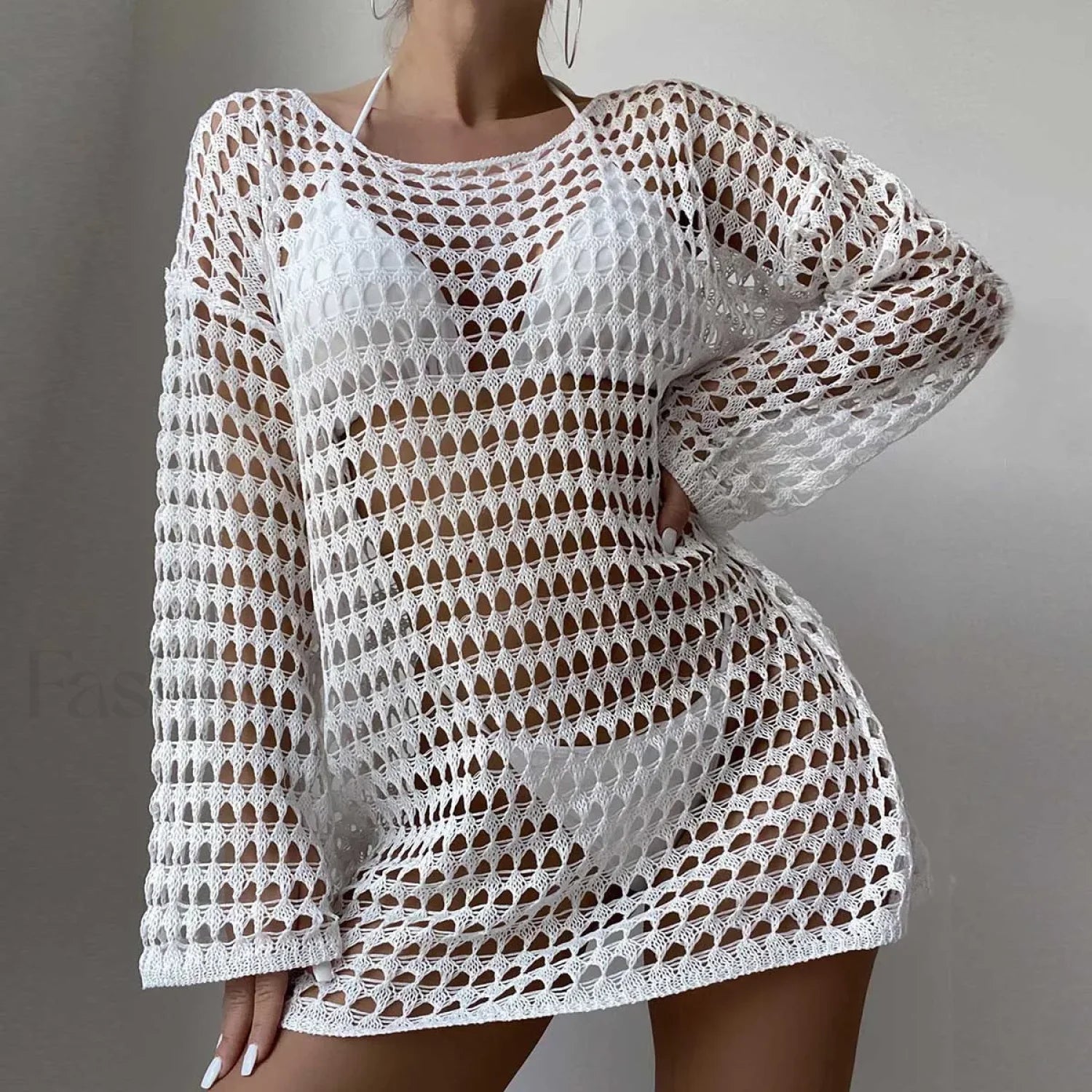 Plus Size Sun Protection Cover Up White / S