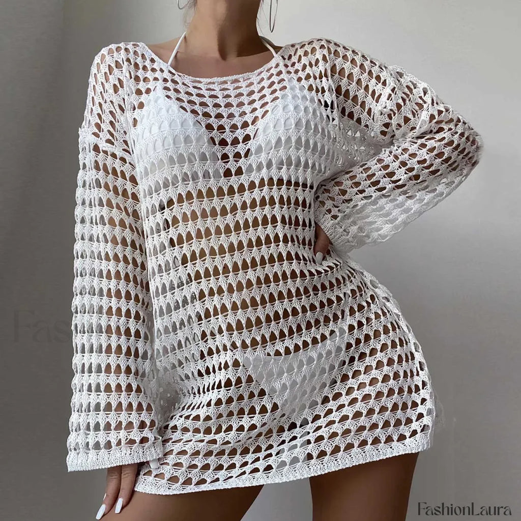 Plus Size Sun Protection Cover Up White / S