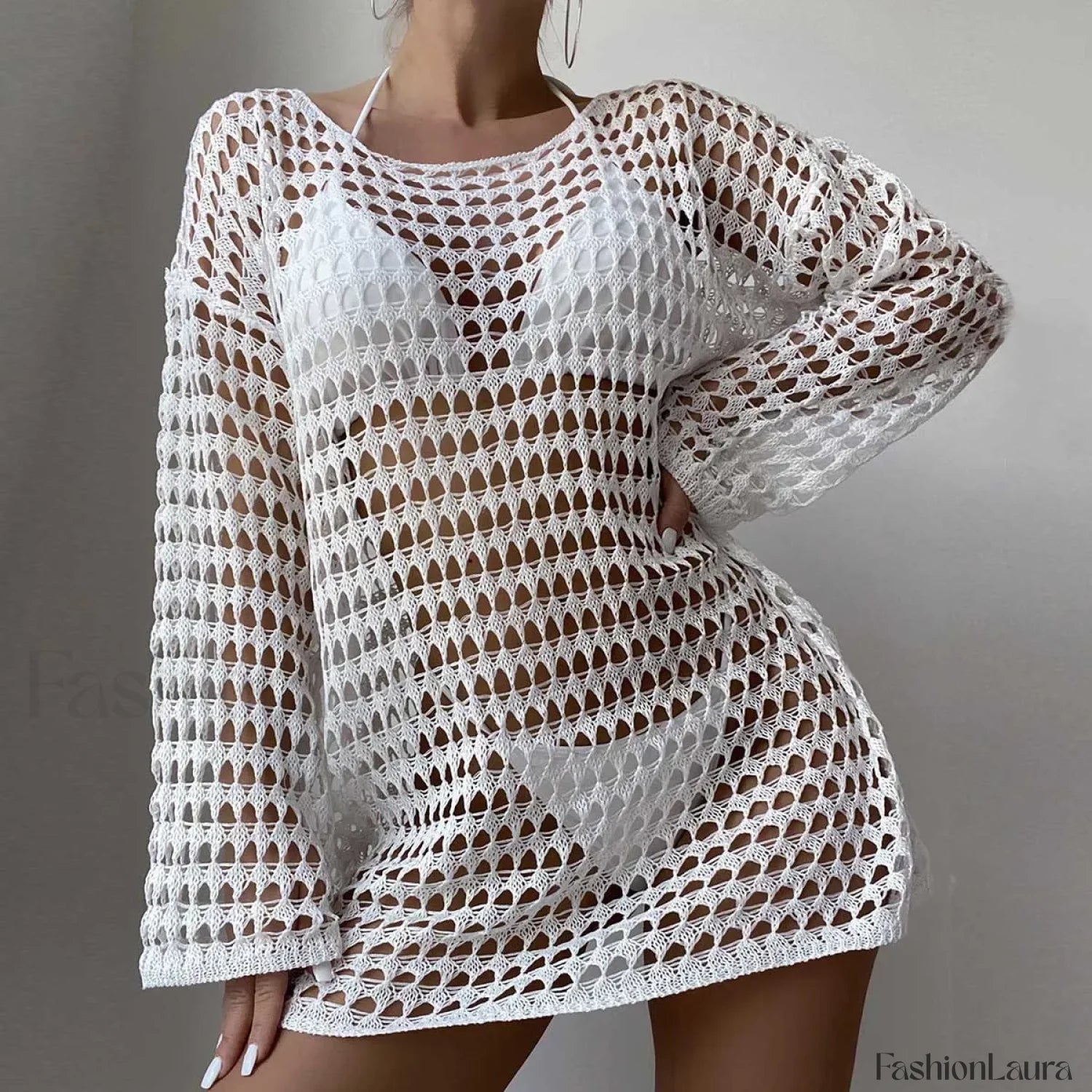 Plus Size Sun Protection Cover Up White / S
