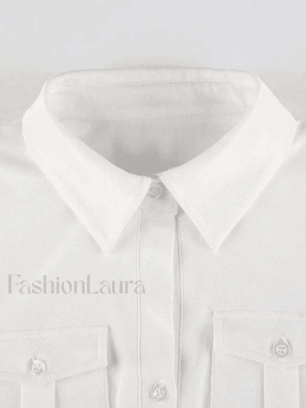 Pocket Cropped Blouse Shirts